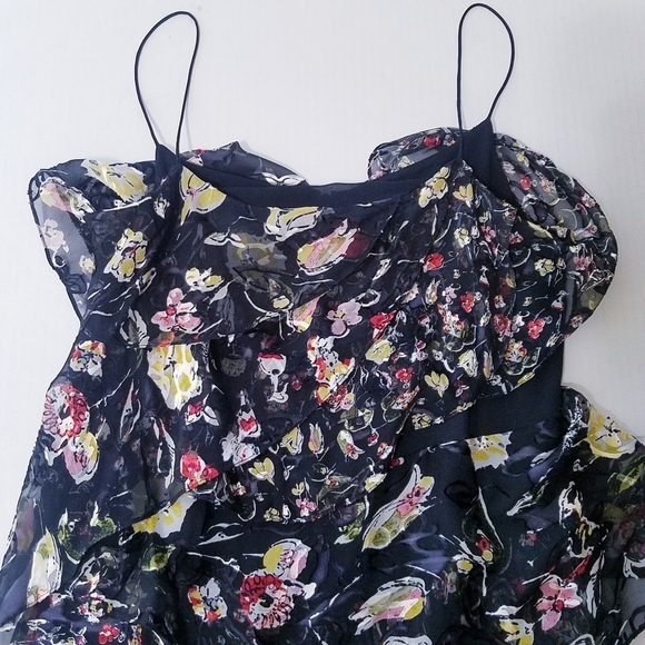 NEW Jason Wu Grey | Painted Floral Silk Chiffon‎ dress 2 - Picture 8 of 15